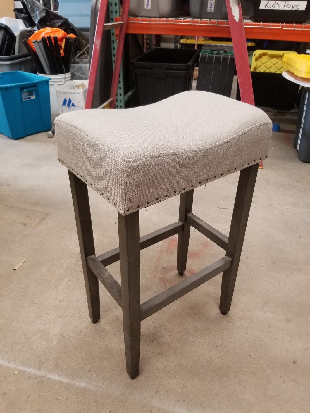 Upholstered Top Beige Stool