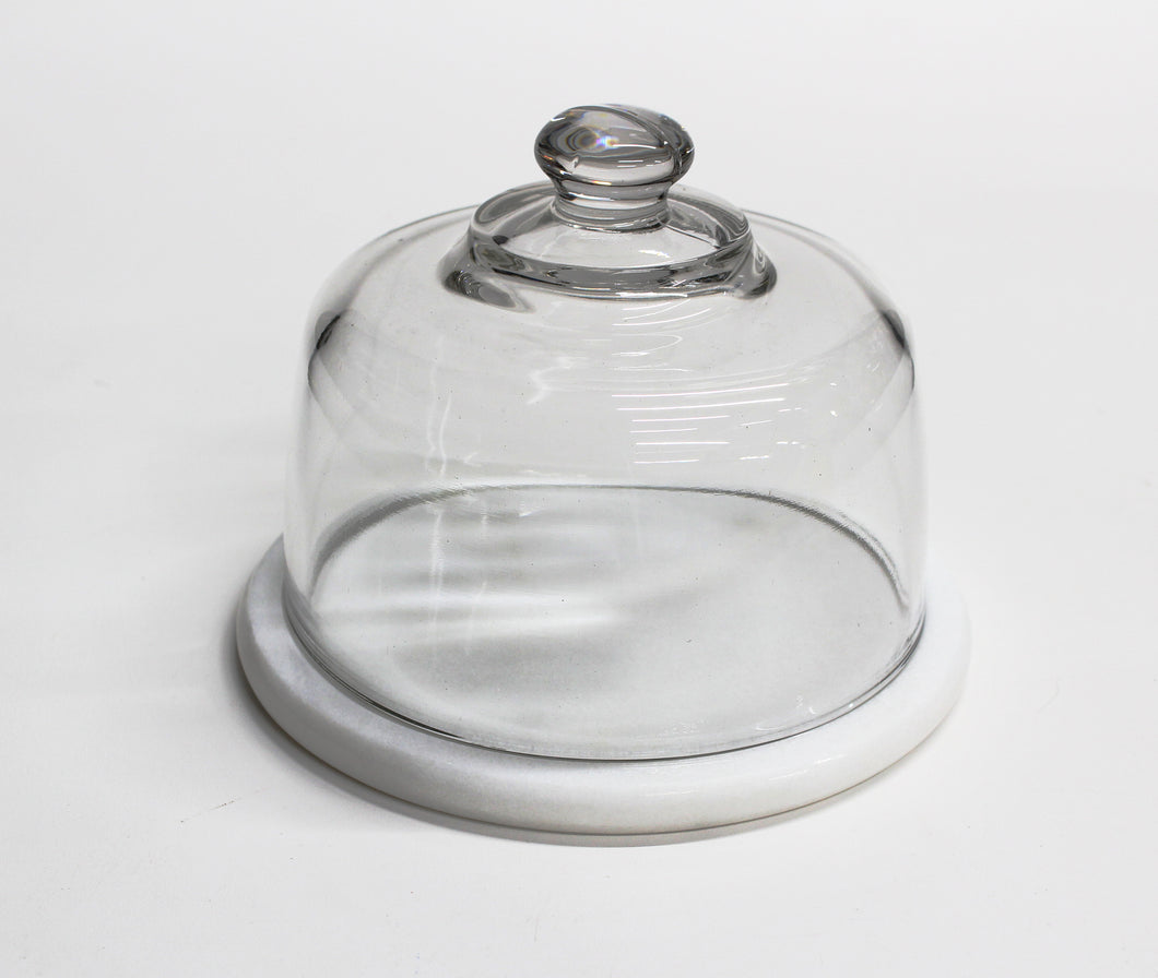 Glass Cheese Dome with Marble Base