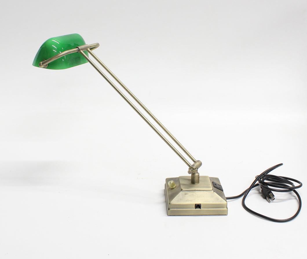 Green Glass Library Lamp