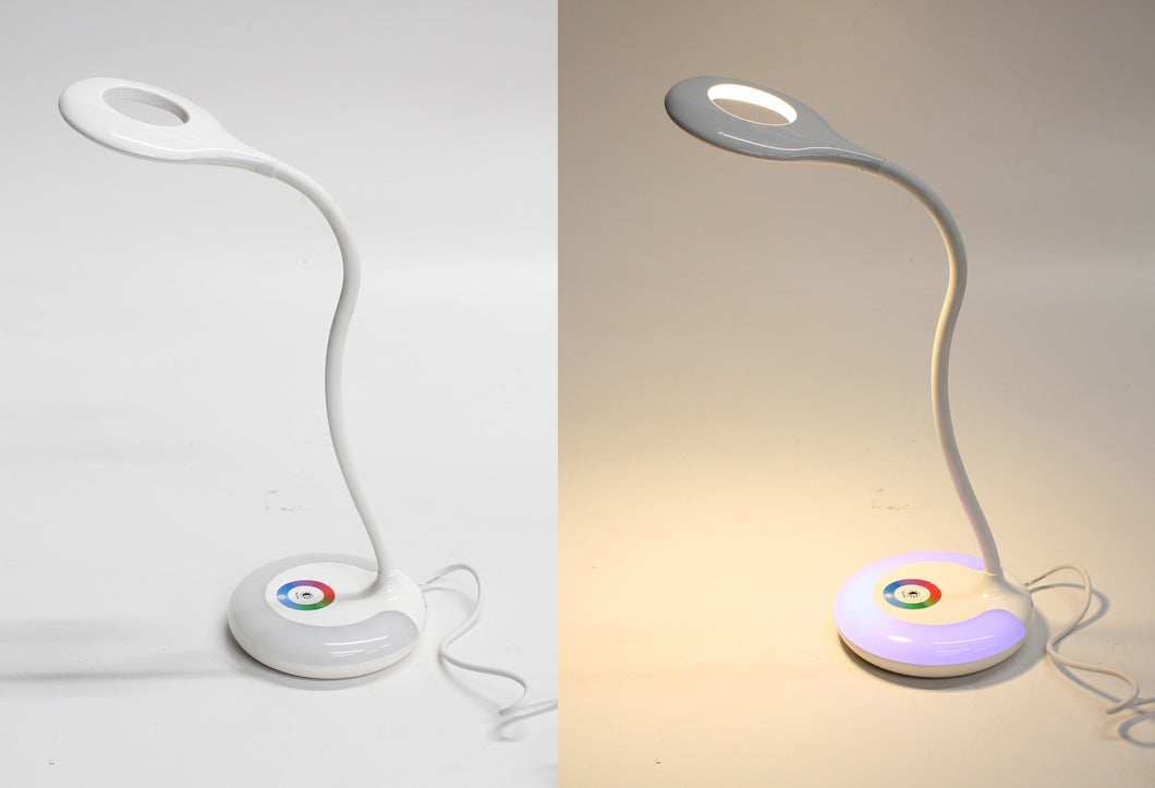 LED dimmable flexible desk lamp with color changing base