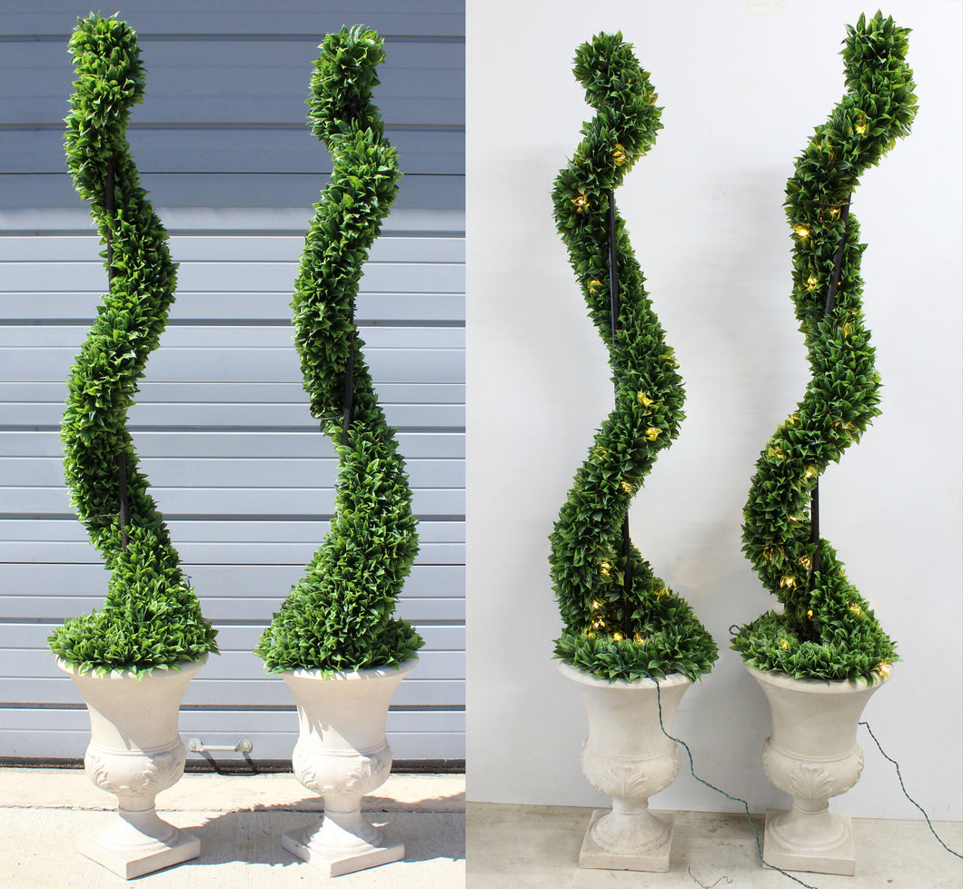 Pair of Tall Swirl Topiary (Rented Separately)