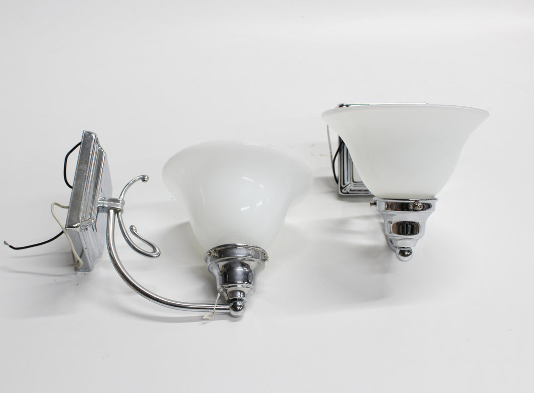 Pair of Metal & Glass Sconces