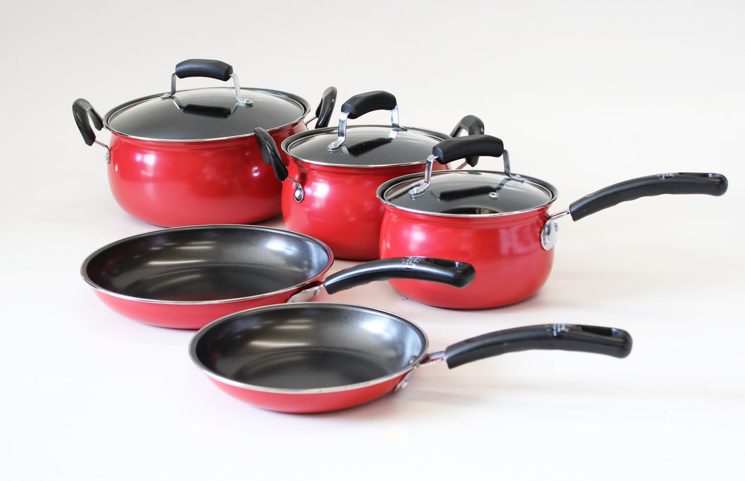 Red 5 Piece Cookware Set