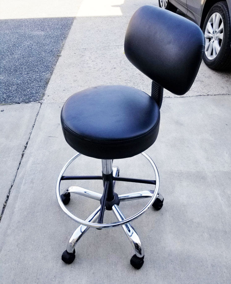 Rolling Black Chrome Stool