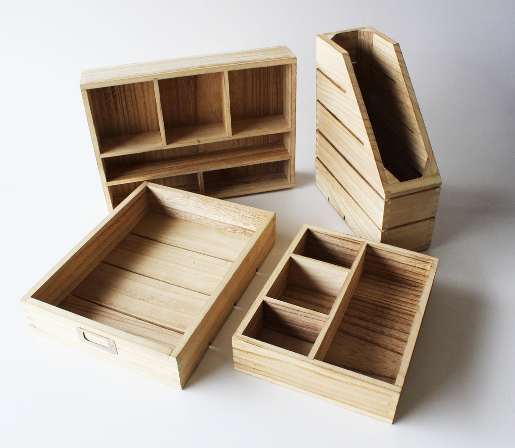 Rustic Wood Desk Organizers