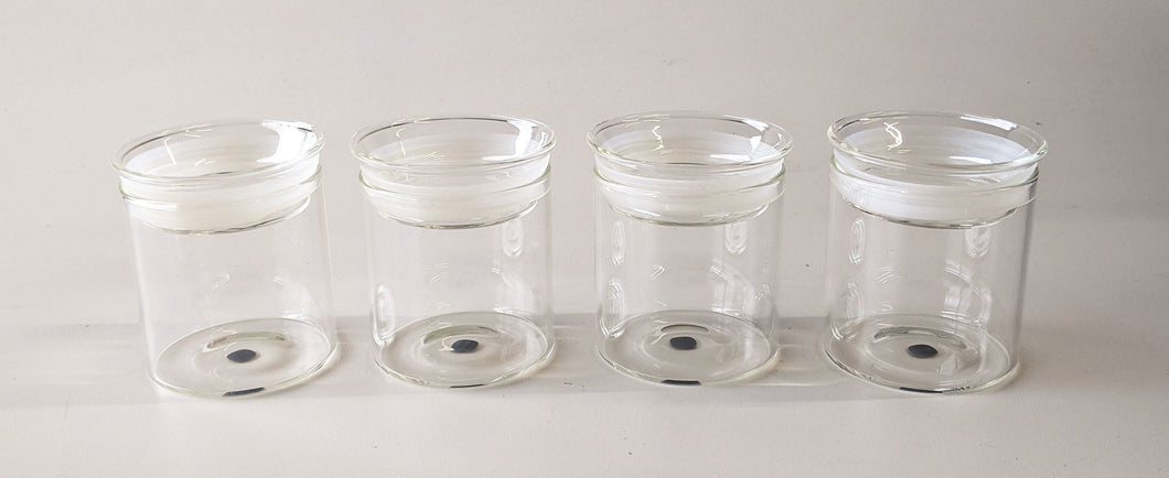 Set of 4 Small Clear Glass Canisters