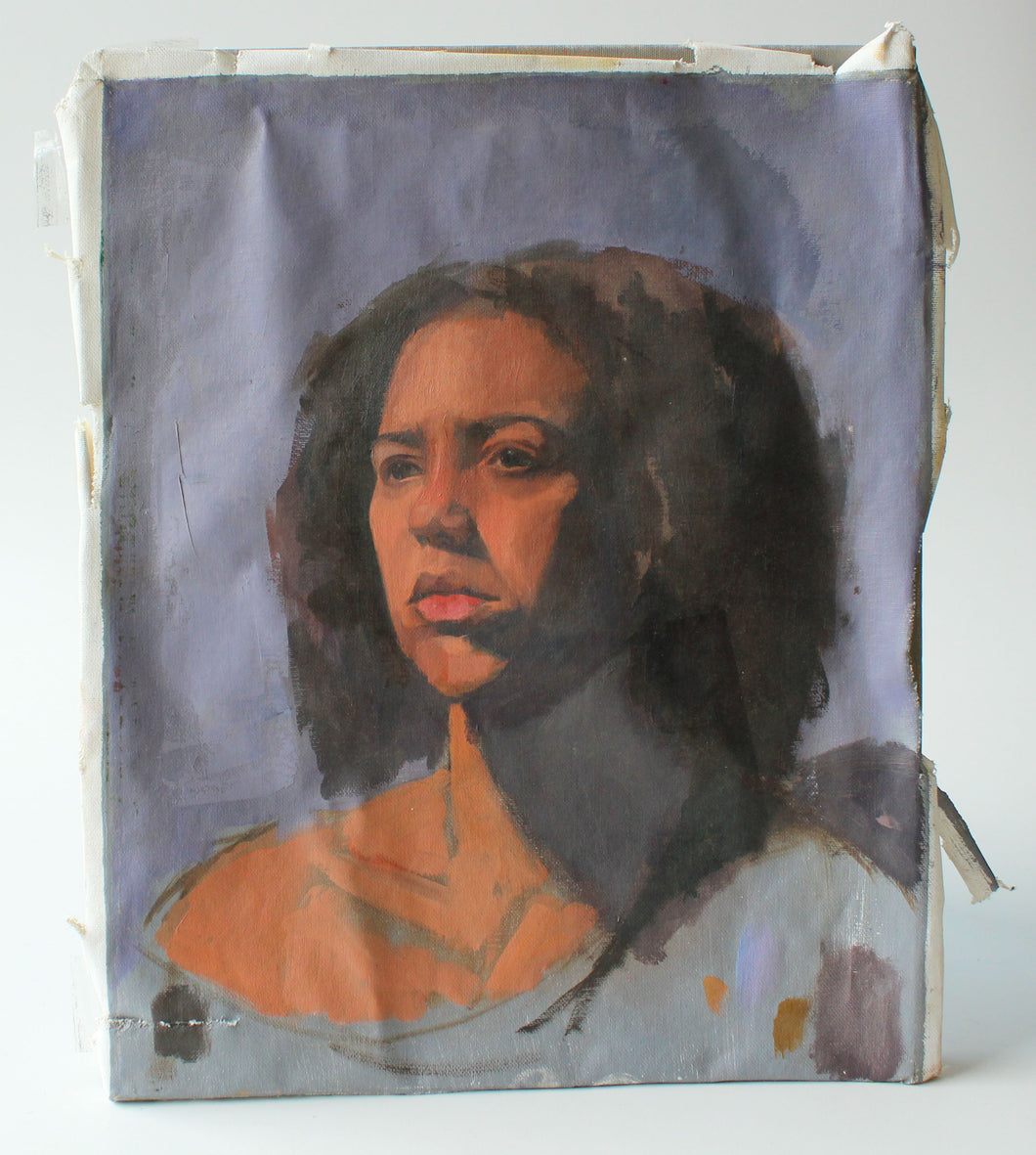 Stoic Woman Portrait Oil Painting, Artist Unknown