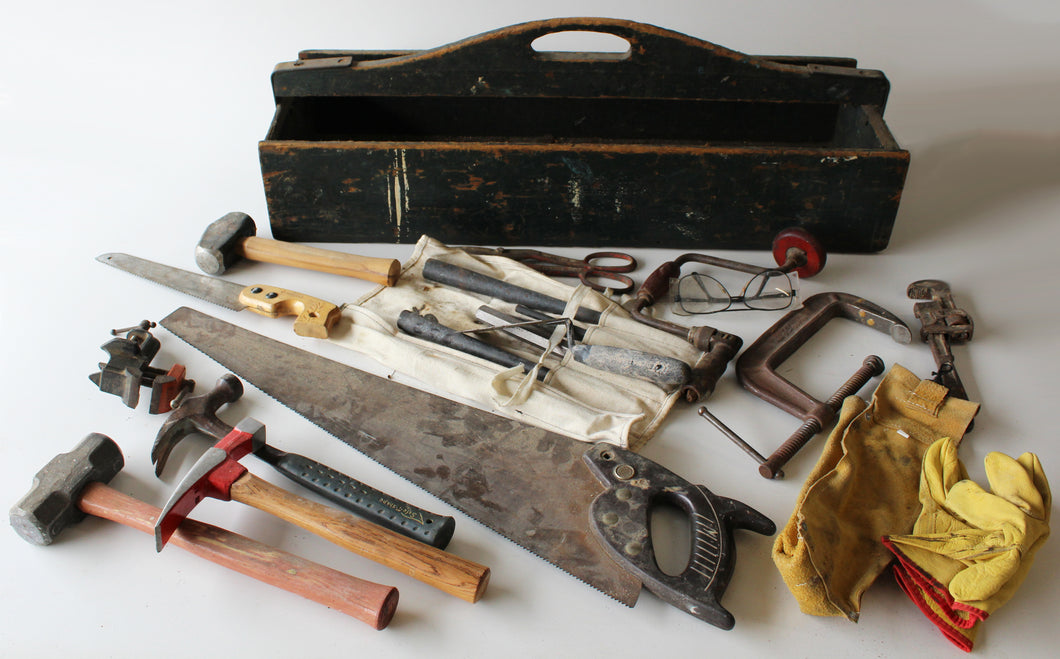 Antique Tool Box with Old Tools