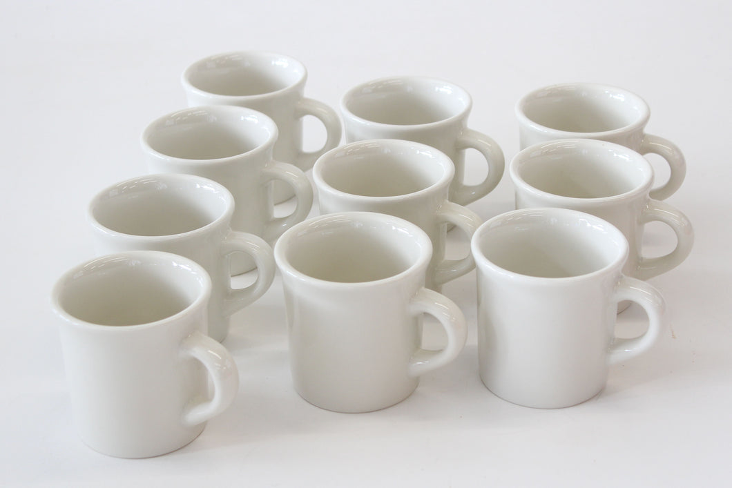 Set of 10 Classic White Diner Mugs