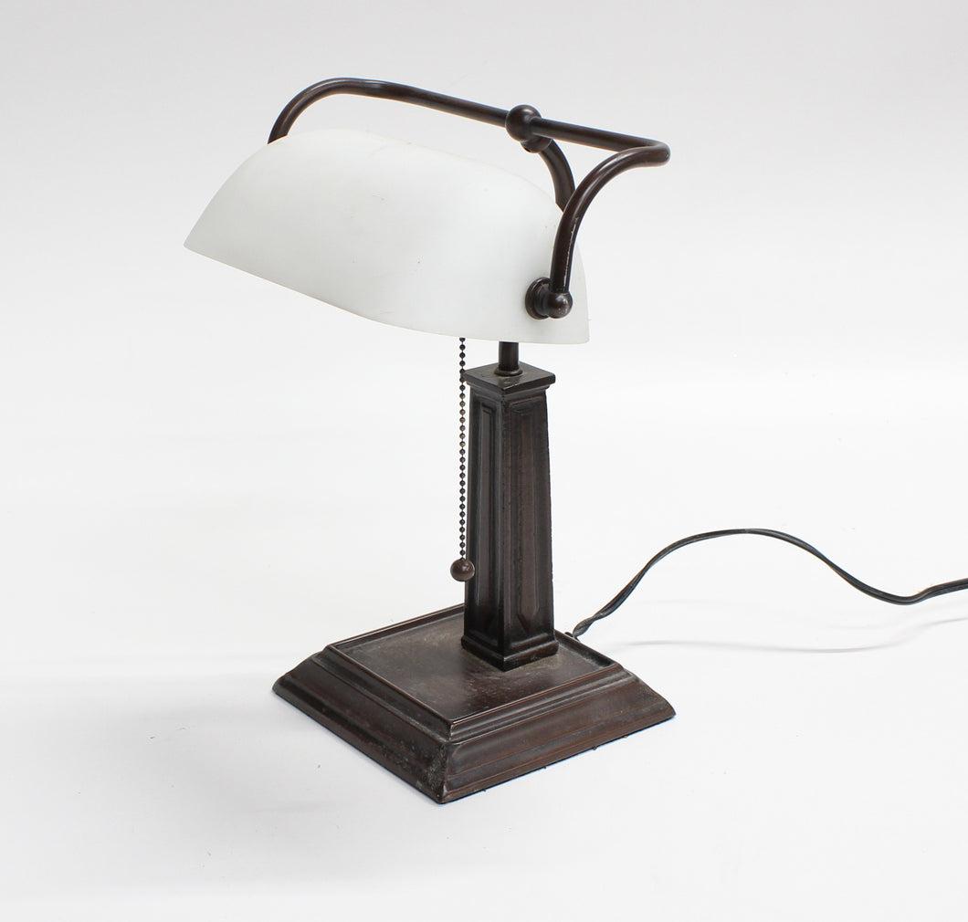 White Glass Library Lamp