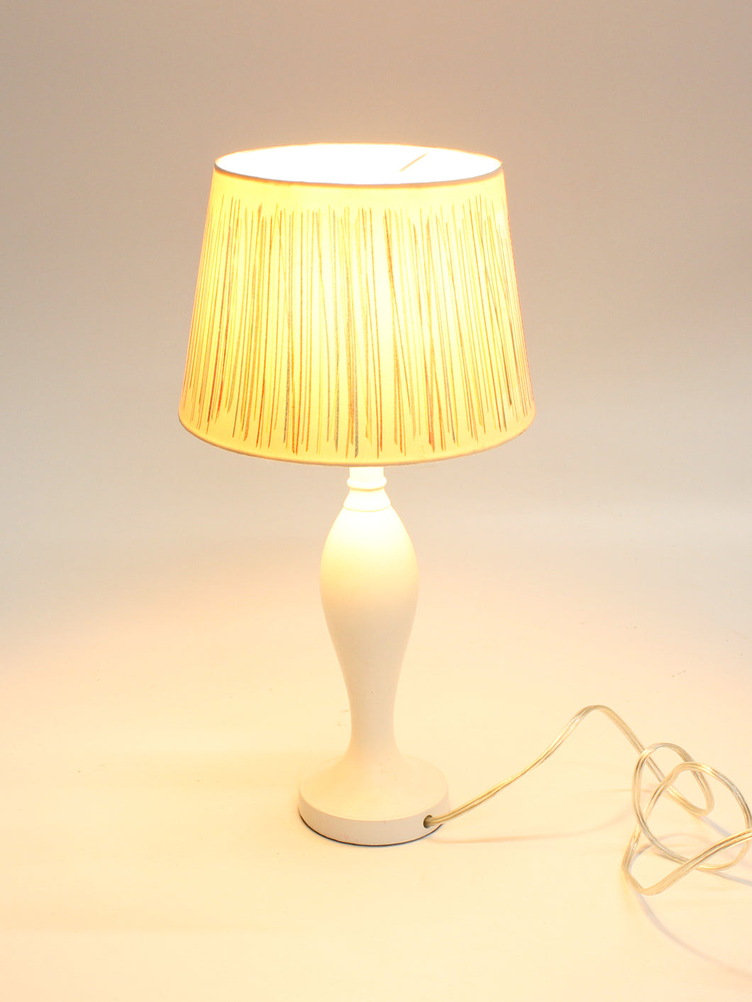 White Lamp with Colorful Line Stripes