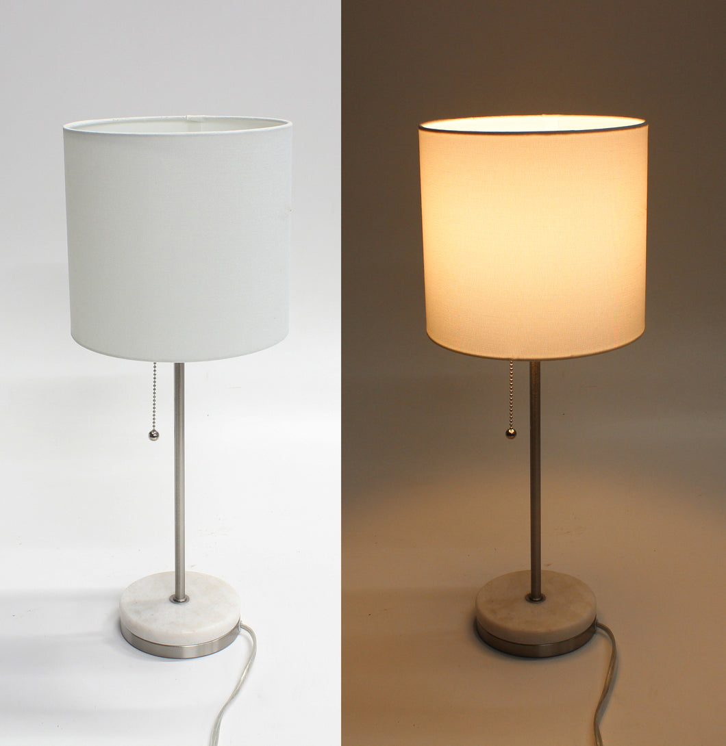 White Lamp with Faux Marble Base