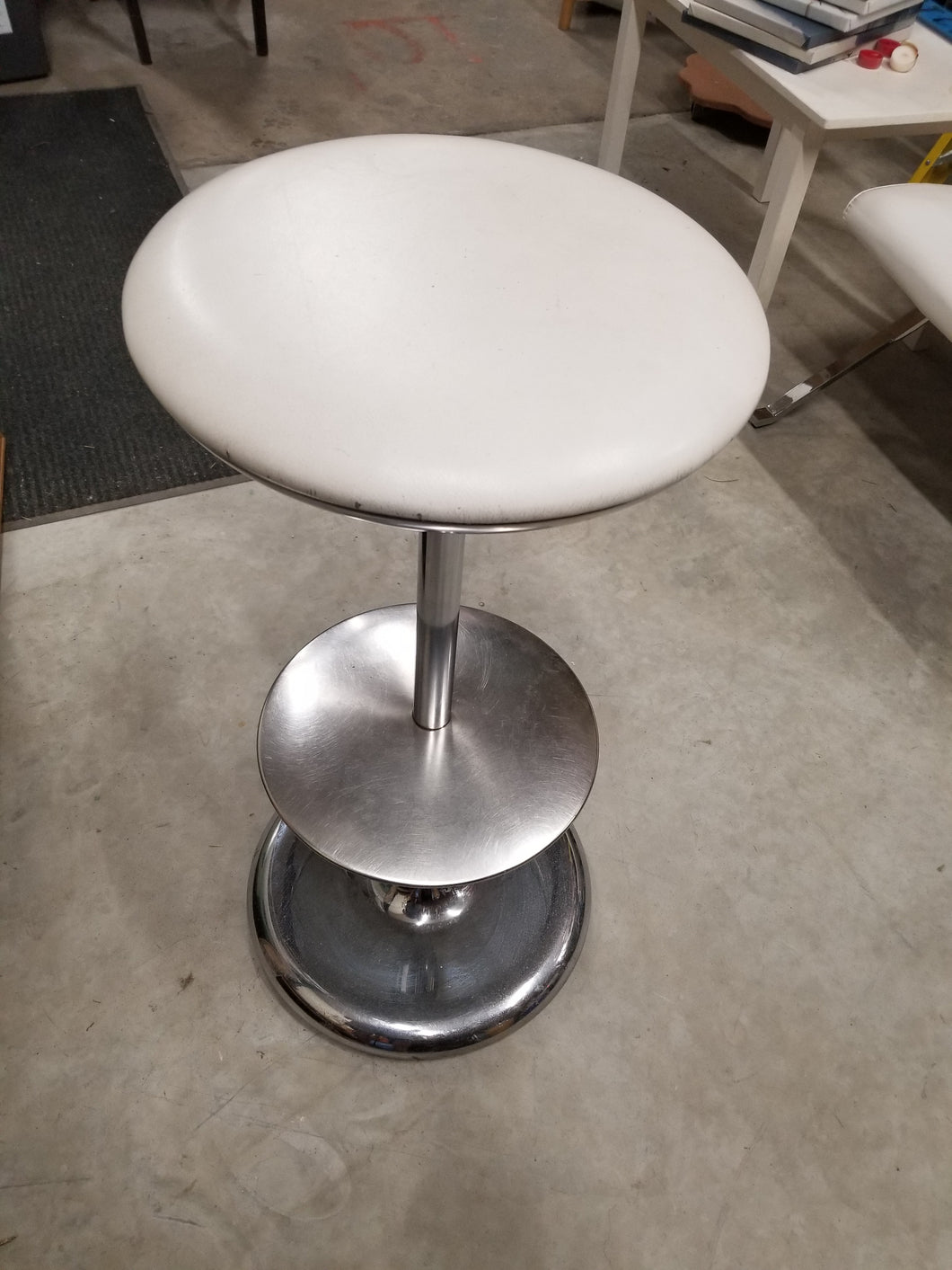 White Leather Mod Stool (2 Available)
